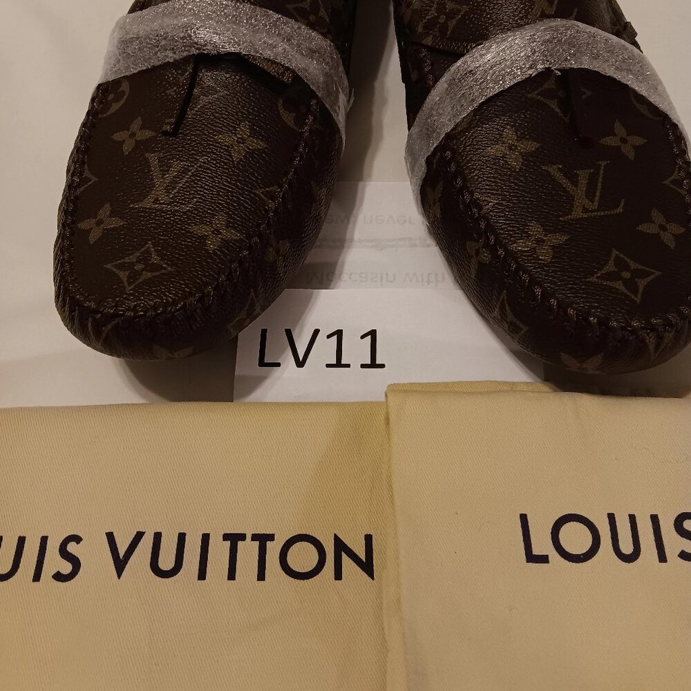 Louis Vuitton size 10 1/2 brown moccasins.